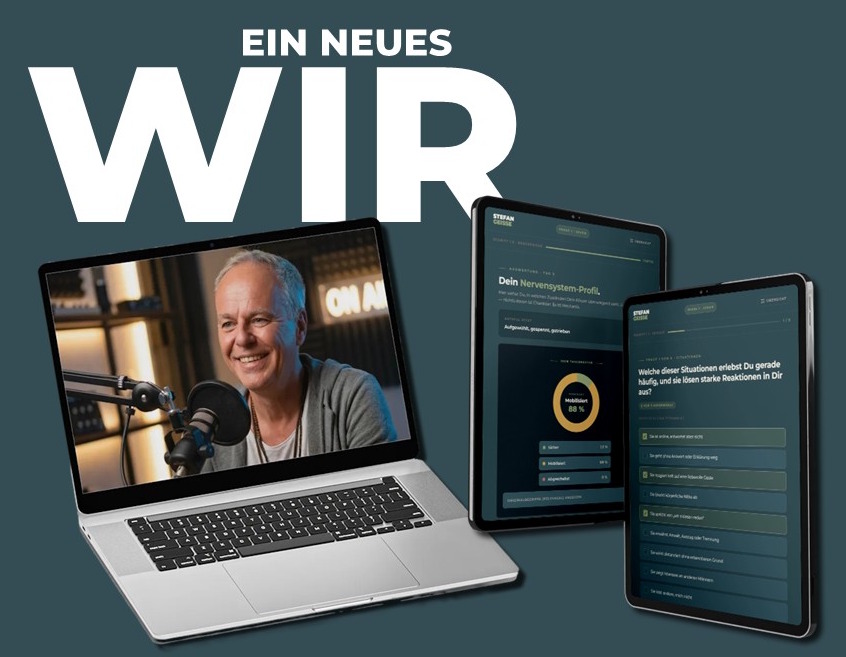 Ein neues Wir · Stefan Geisse im persönlichen Video-Call und die App-Screens des 30-Tage-Wegs